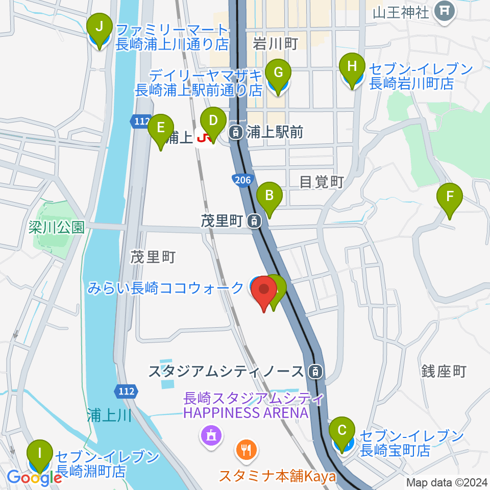 TOHOシネマズ長崎周辺のコンビニエンスストア一覧地図