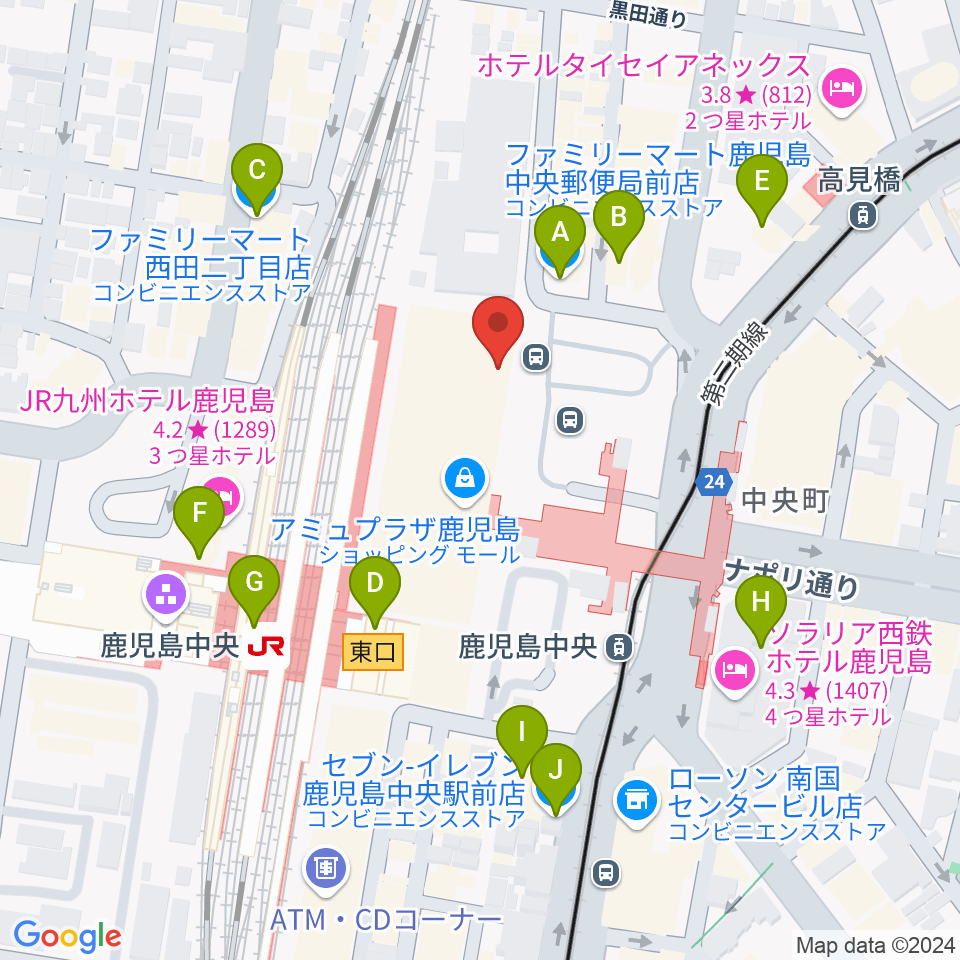 鹿児島ミッテ10周辺のコンビニエンスストア一覧地図