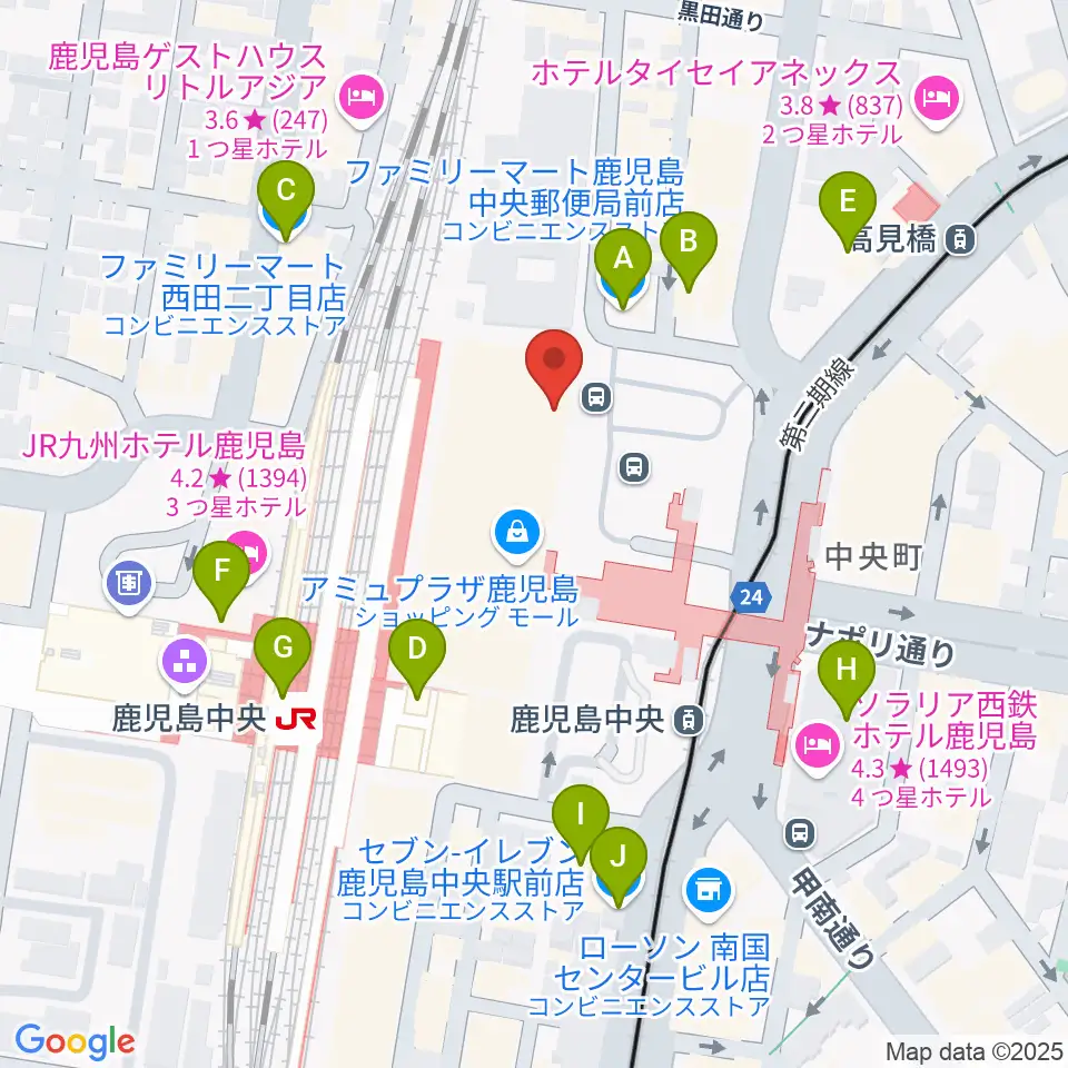 鹿児島ミッテ10周辺のコンビニエンスストア一覧地図