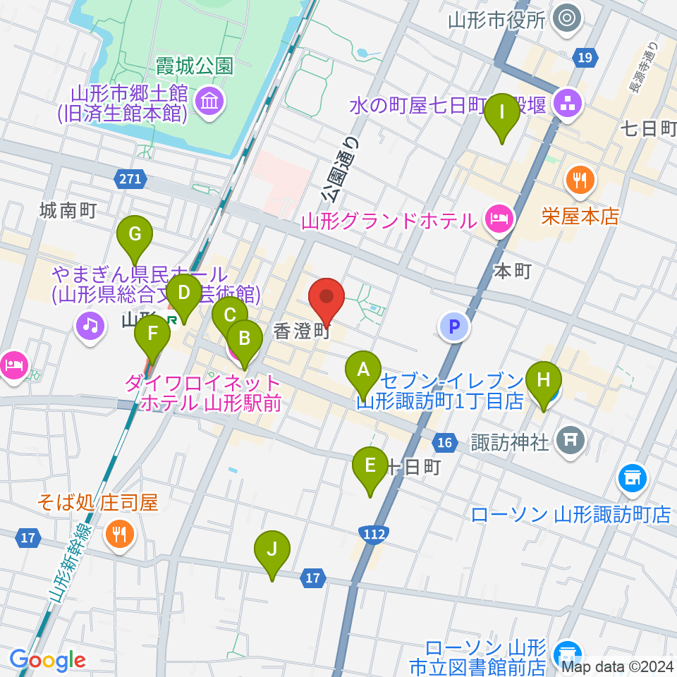 フォーラム山形周辺のコンビニエンスストア一覧地図