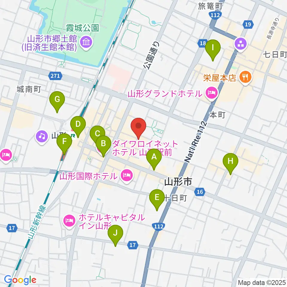 フォーラム山形周辺のコンビニエンスストア一覧地図