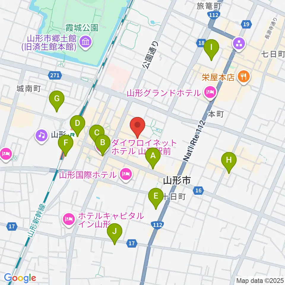 フォーラム山形周辺のコンビニエンスストア一覧地図