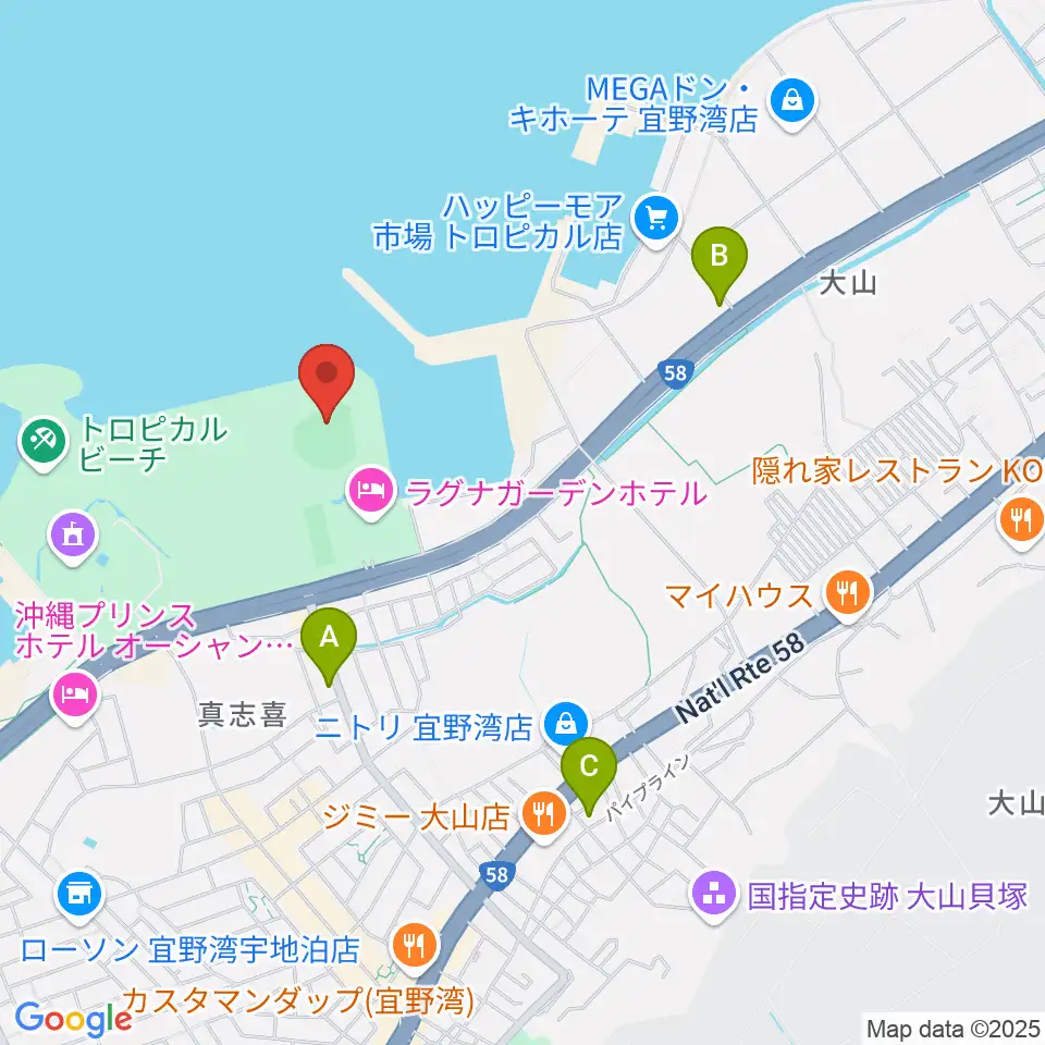 ユニオンですからスタジアム宜野湾周辺のコンビニエンスストア一覧地図