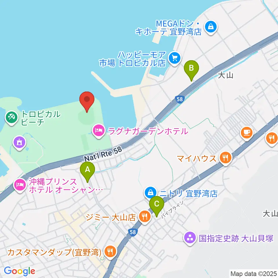 ユニオンですからスタジアム宜野湾周辺のコンビニエンスストア一覧地図