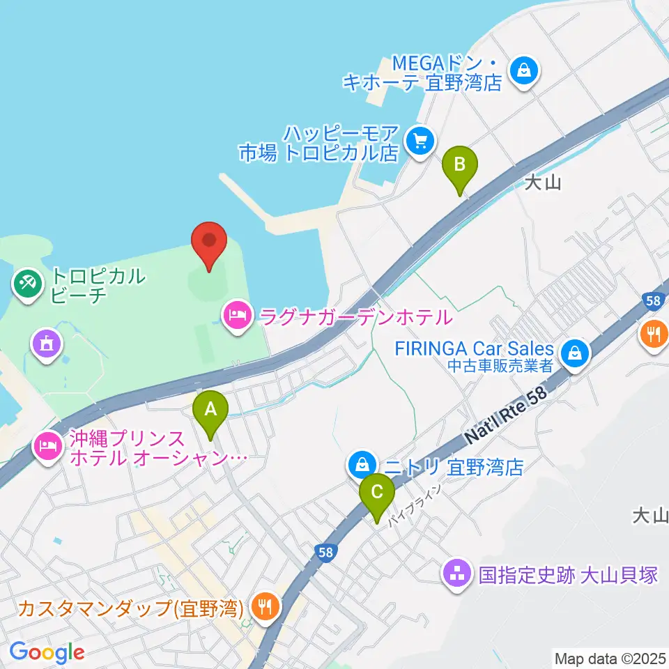 ユニオンですからスタジアム宜野湾周辺のコンビニエンスストア一覧地図