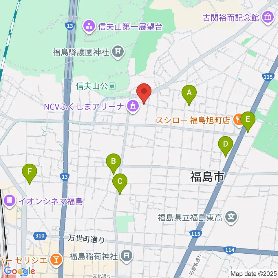 NCVふくしまアリーナ周辺のコンビニエンスストア一覧地図
