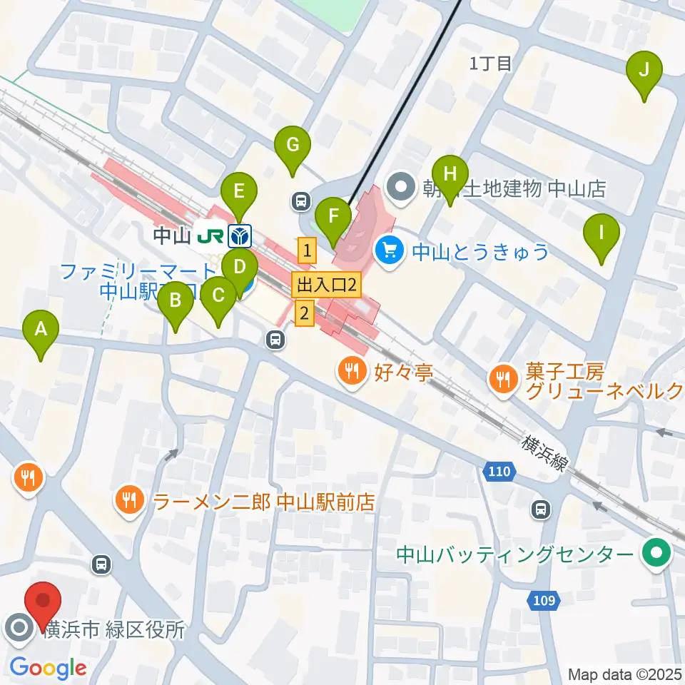 横浜市緑公会堂周辺のコンビニエンスストア一覧地図