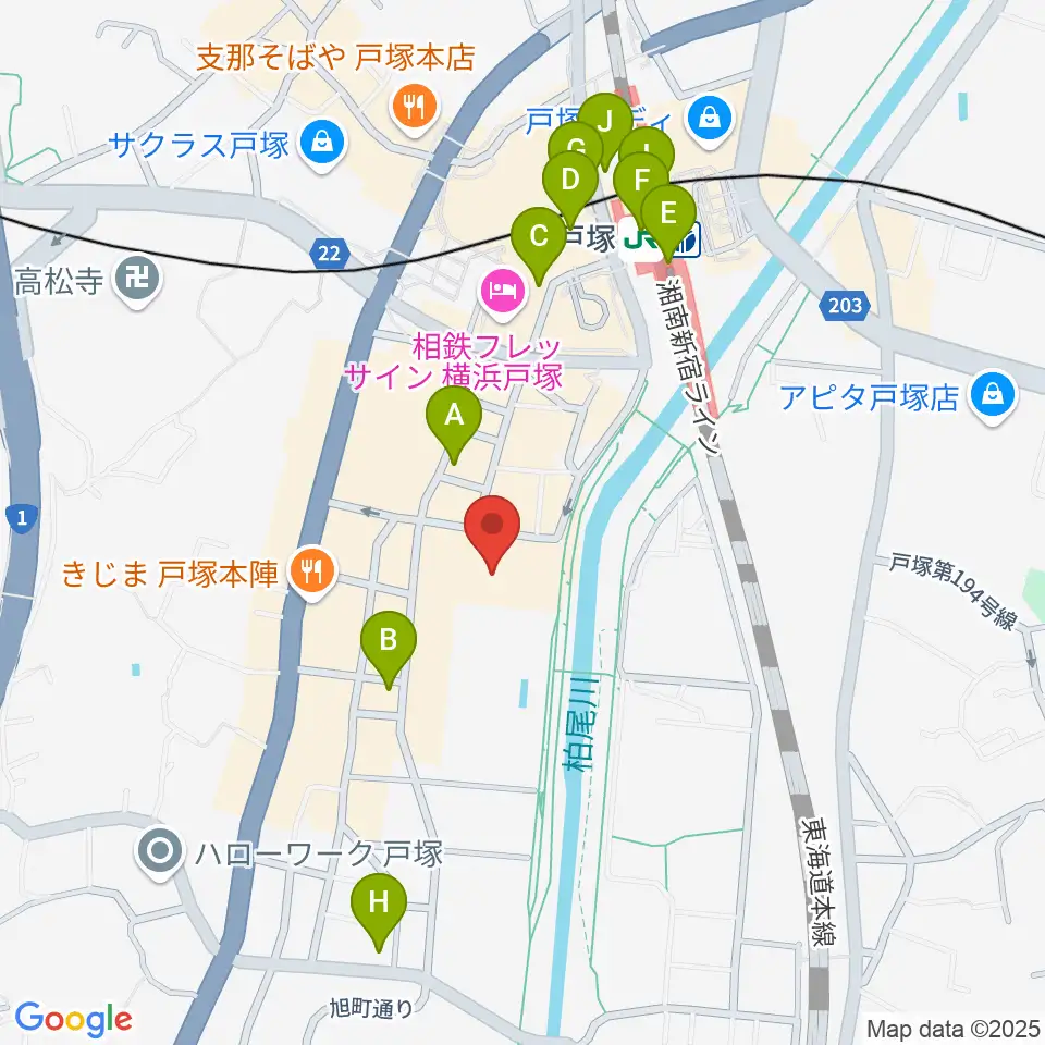 戸塚公会堂周辺のコンビニエンスストア一覧地図