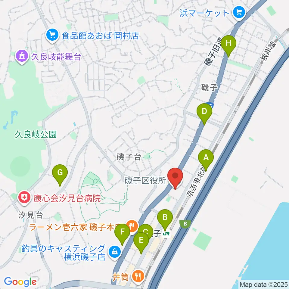 磯子公会堂周辺のコンビニエンスストア一覧地図