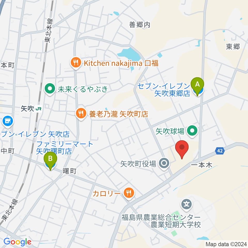 矢吹町文化センター周辺のコンビニエンスストア一覧地図