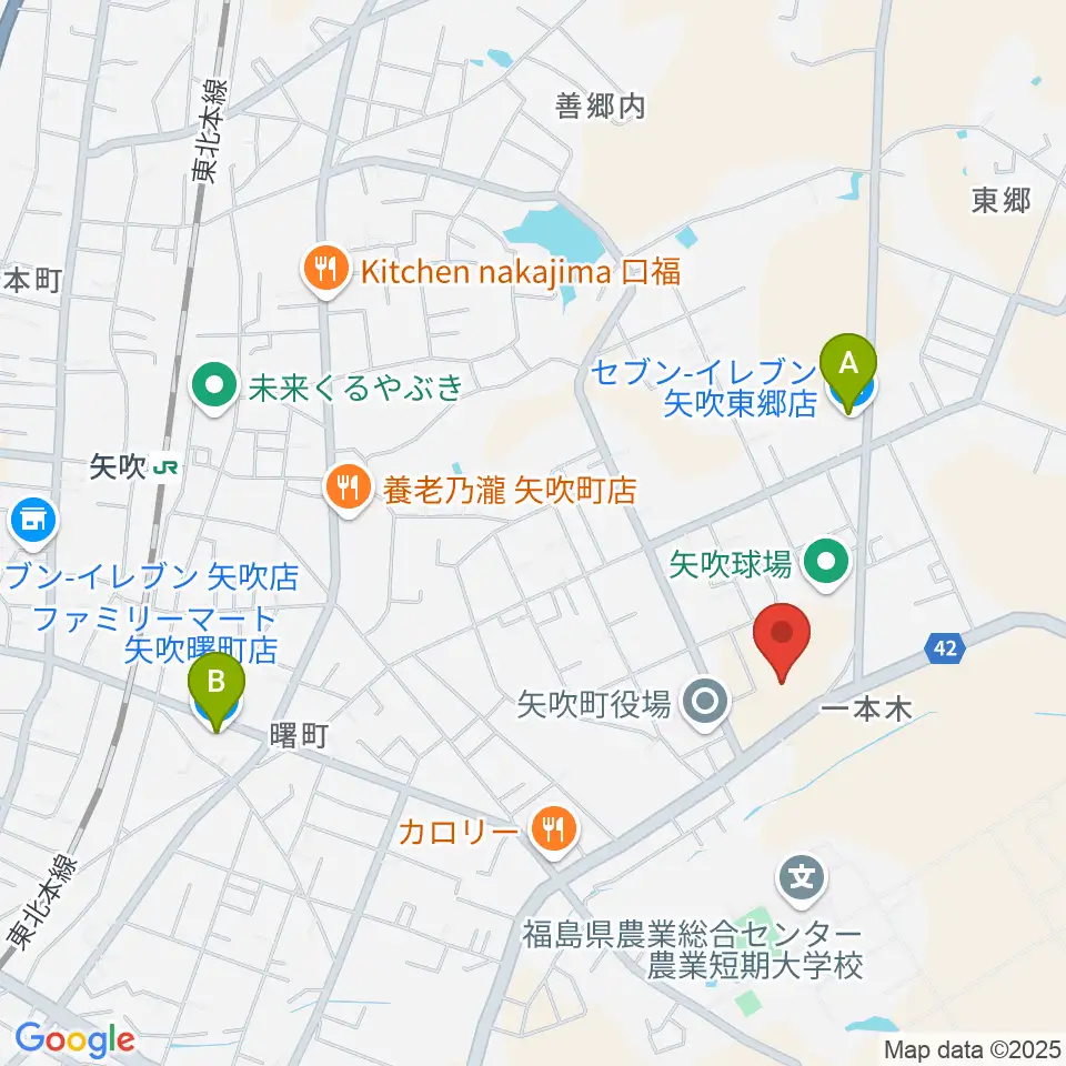 矢吹町文化センター周辺のコンビニエンスストア一覧地図