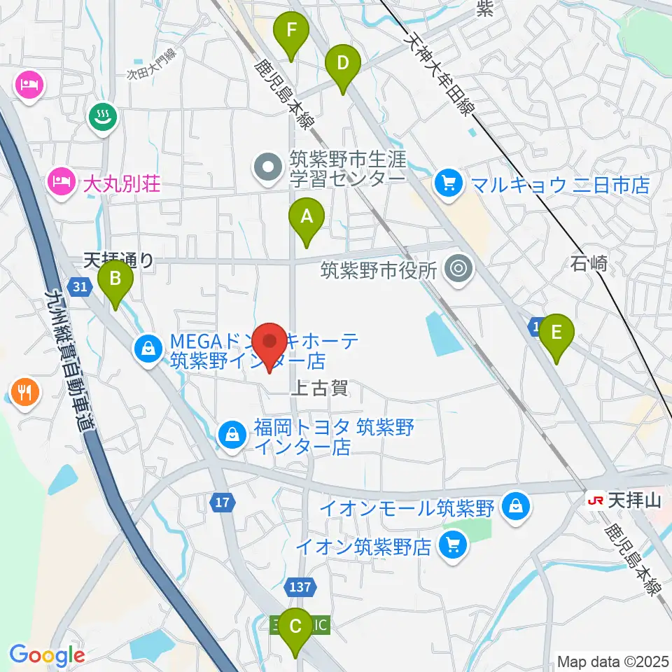 筑紫野市文化会館周辺のコンビニエンスストア一覧地図