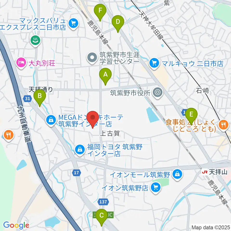 筑紫野市文化会館周辺のコンビニエンスストア一覧地図