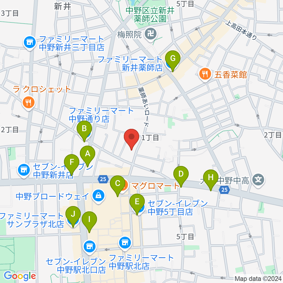 ナカノピグノウズ周辺のコンビニエンスストア一覧地図