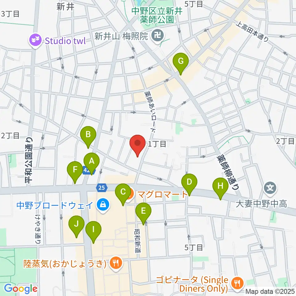 ナカノピグノウズ周辺のコンビニエンスストア一覧地図