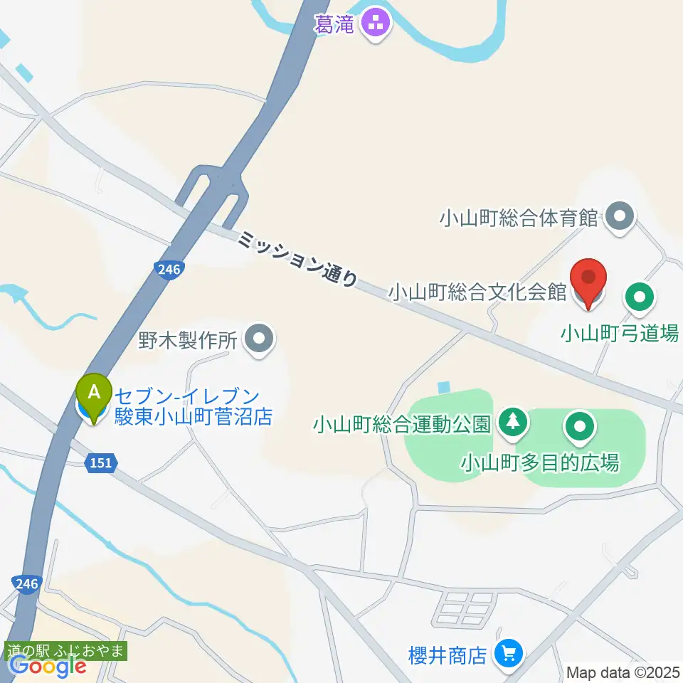 小山町総合文化会館周辺のコンビニエンスストア一覧地図