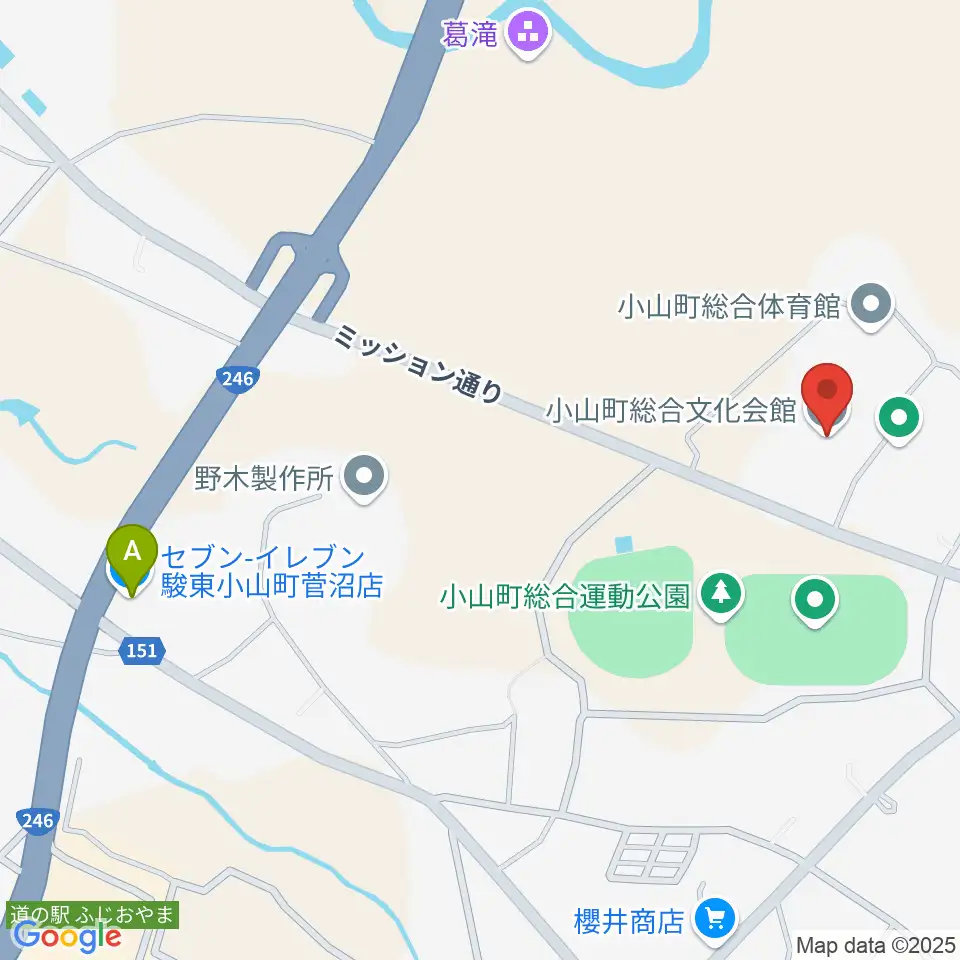 小山町総合文化会館周辺のコンビニエンスストア一覧地図