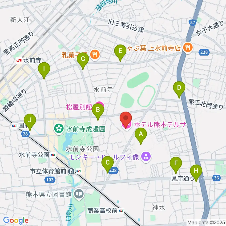 熊本テルサ テルサホール周辺のコンビニエンスストア一覧地図