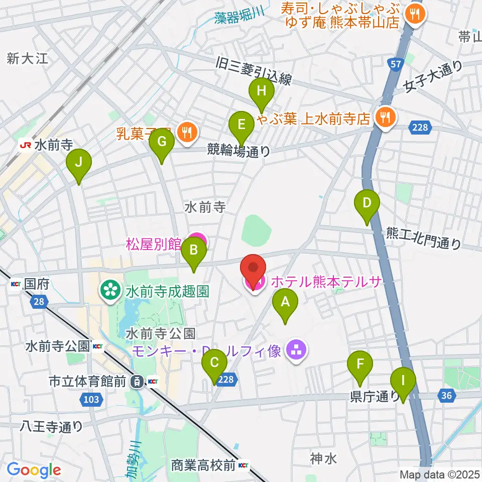 熊本テルサ テルサホール周辺のコンビニエンスストア一覧地図