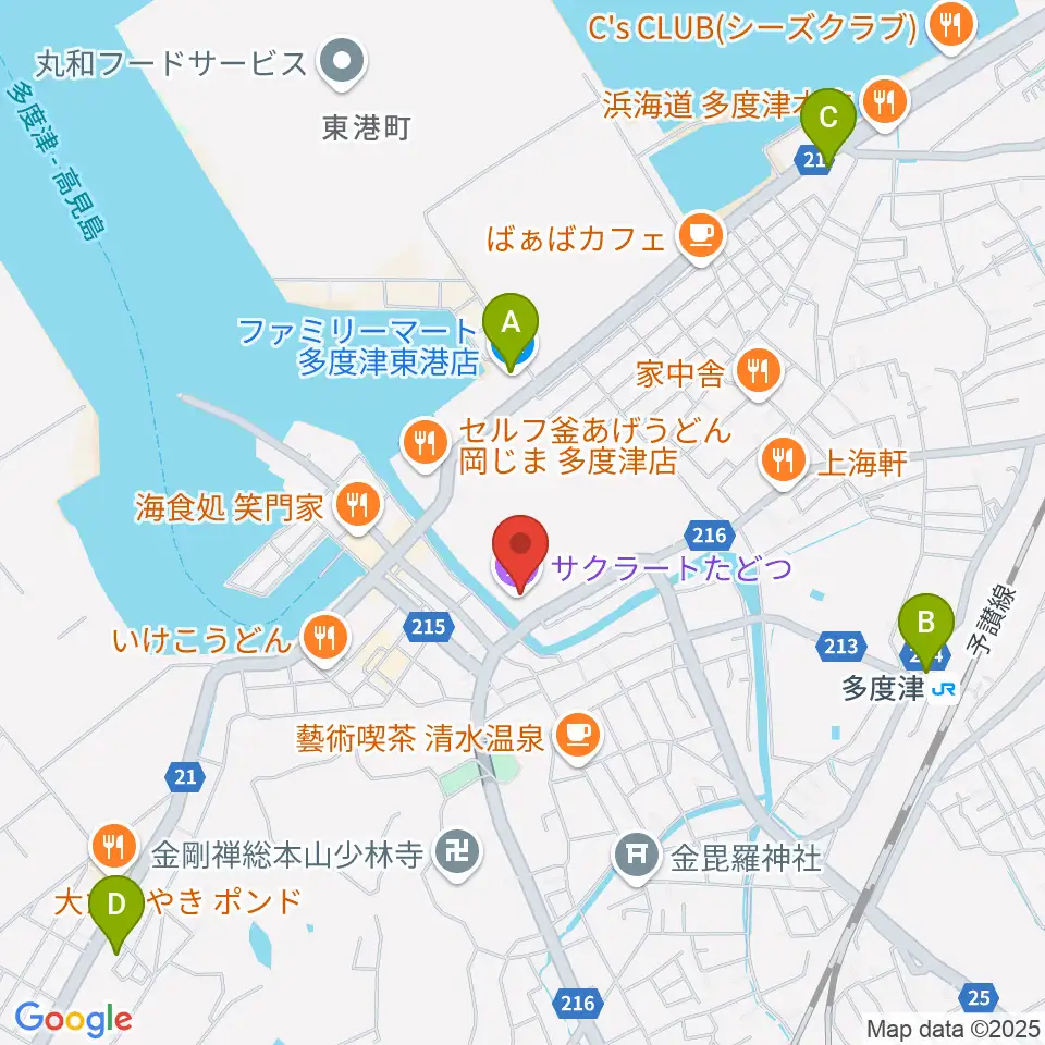 サクラートたどつ 多度津町民会館周辺のコンビニエンスストア一覧地図