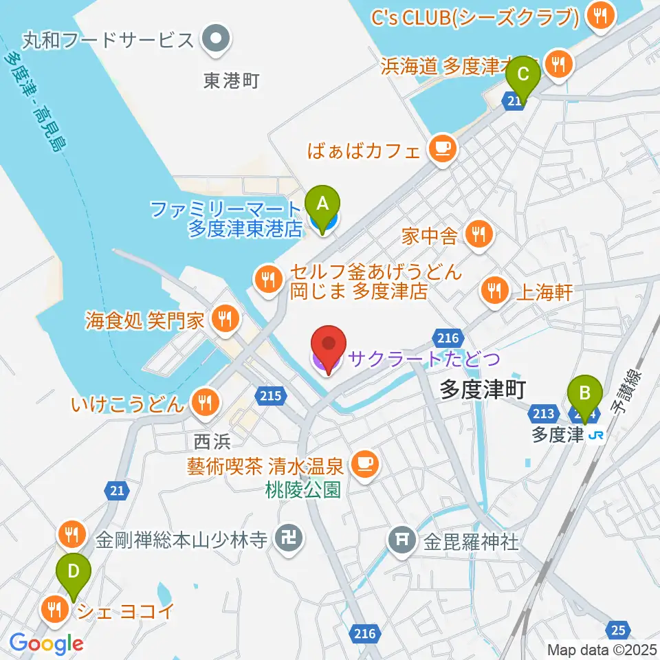 サクラートたどつ 多度津町民会館周辺のコンビニエンスストア一覧地図