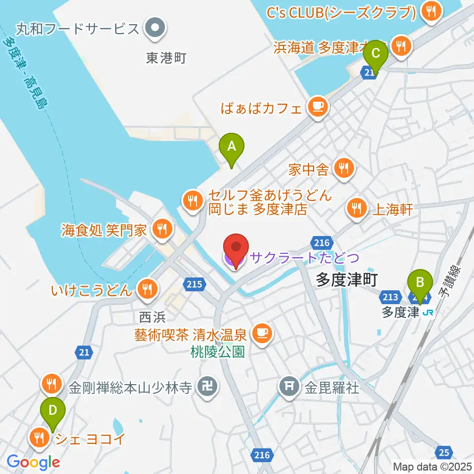 サクラートたどつ 多度津町民会館周辺のコンビニエンスストア一覧地図