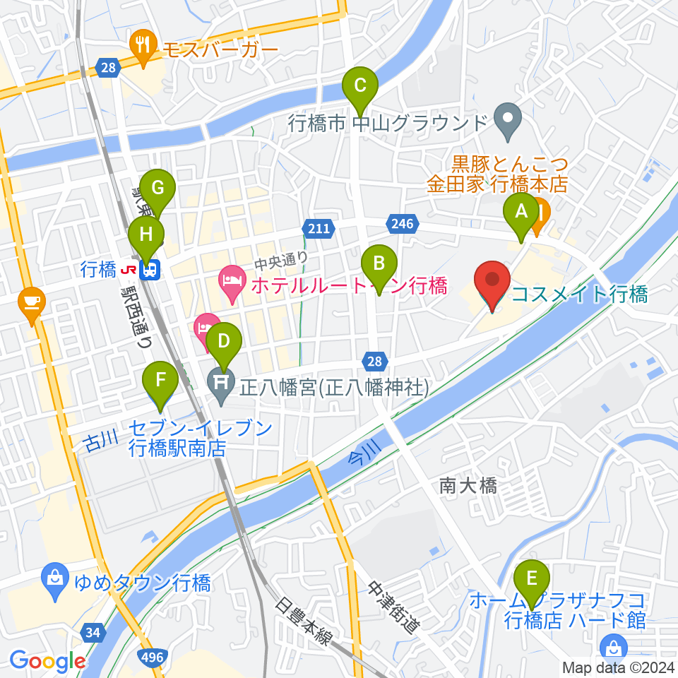 コスメイト行橋周辺のコンビニエンスストア一覧地図