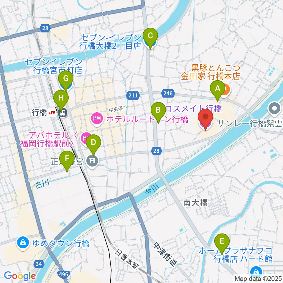 コスメイト行橋周辺のコンビニエンスストア一覧地図