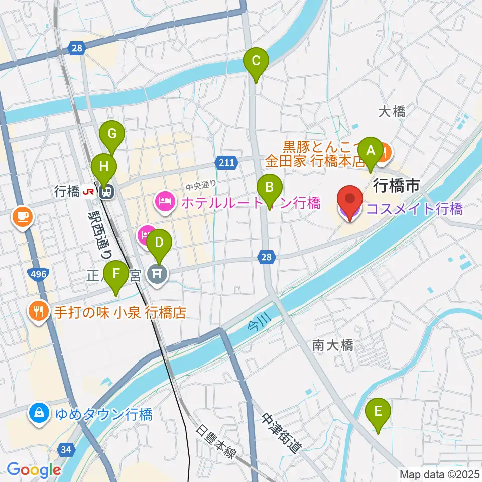 コスメイト行橋周辺のコンビニエンスストア一覧地図