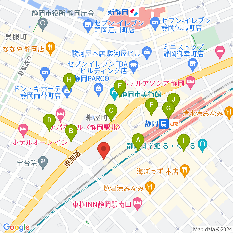 LIVE ROXY SHIZUOKA周辺のコンビニエンスストア一覧地図