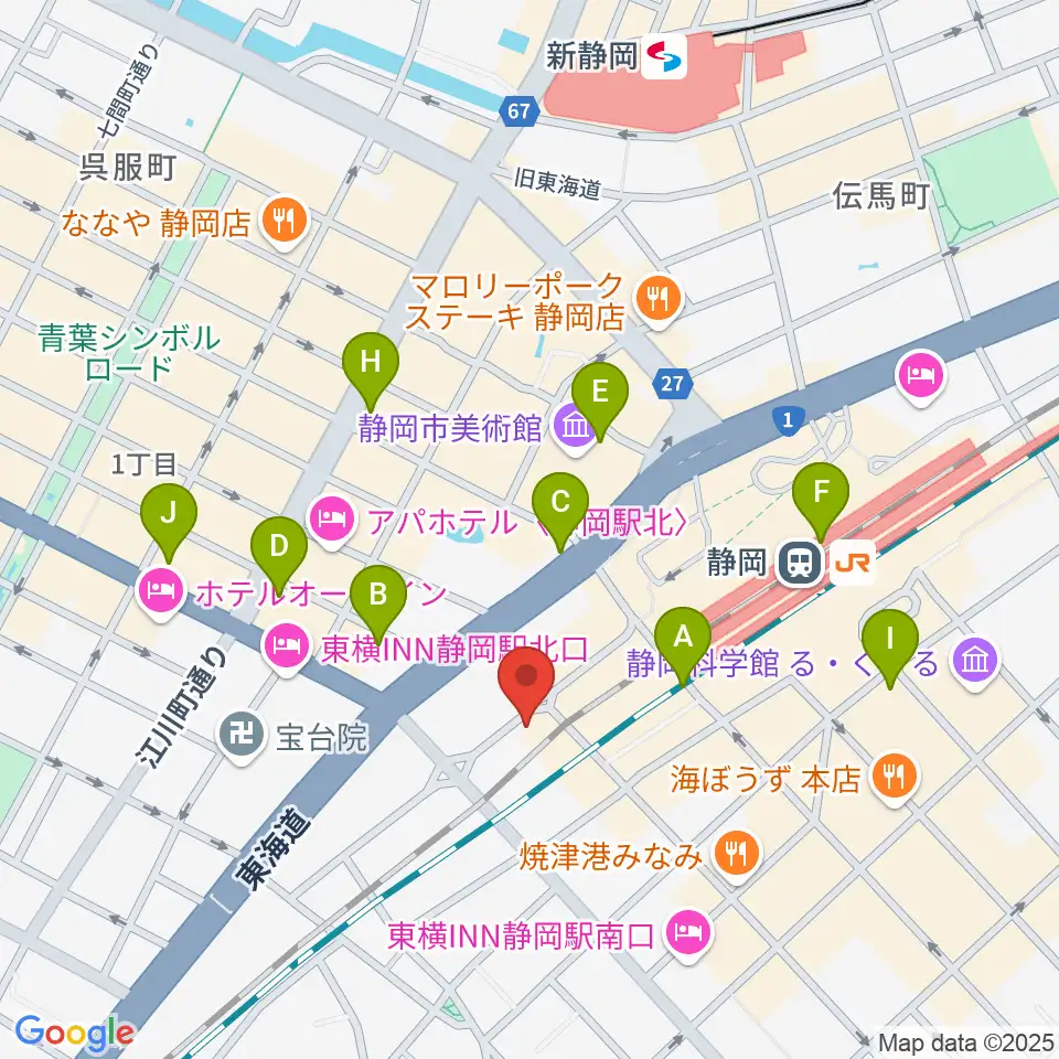 LIVE ROXY SHIZUOKA周辺のコンビニエンスストア一覧地図