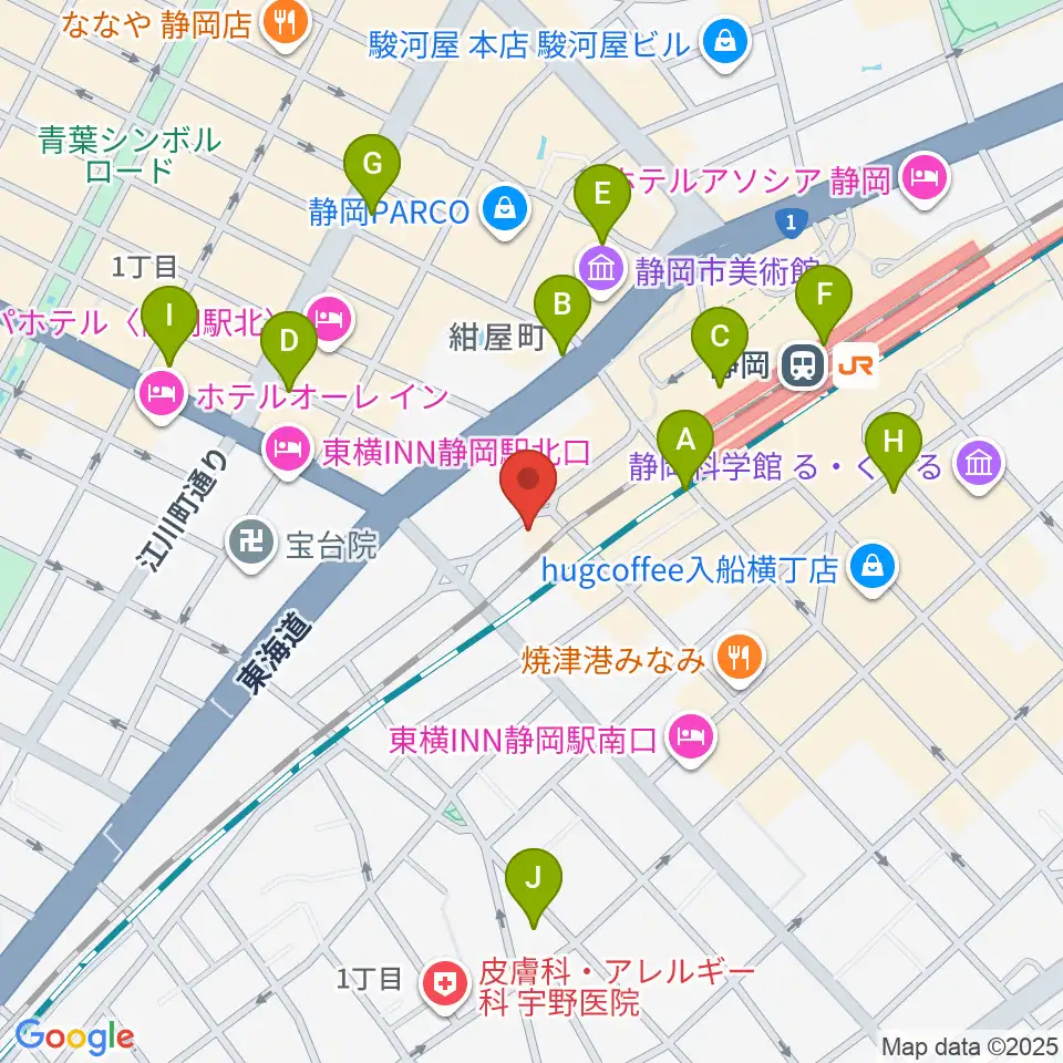 LIVE ROXY SHIZUOKA周辺のコンビニエンスストア一覧地図
