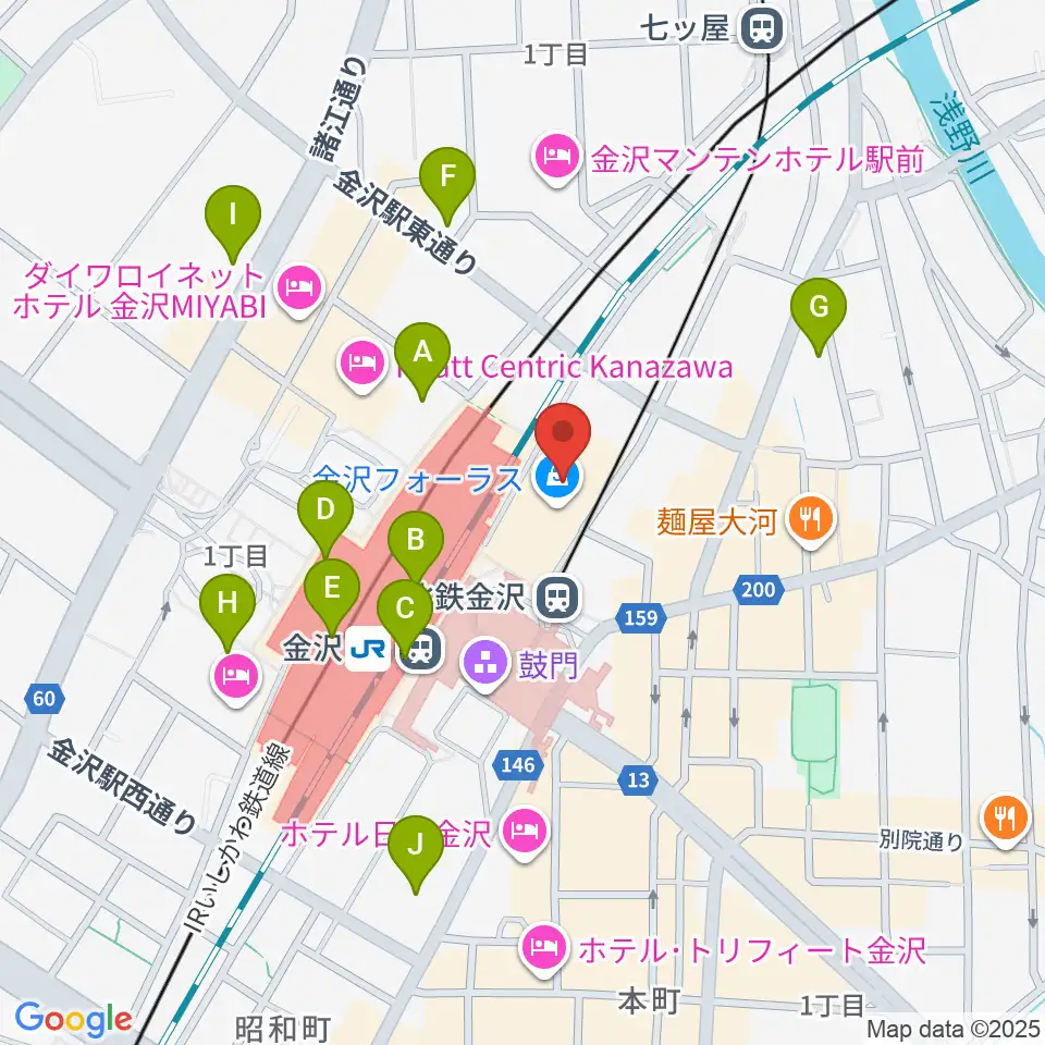 イオンシネマ金沢フォーラス周辺のコンビニエンスストア一覧地図