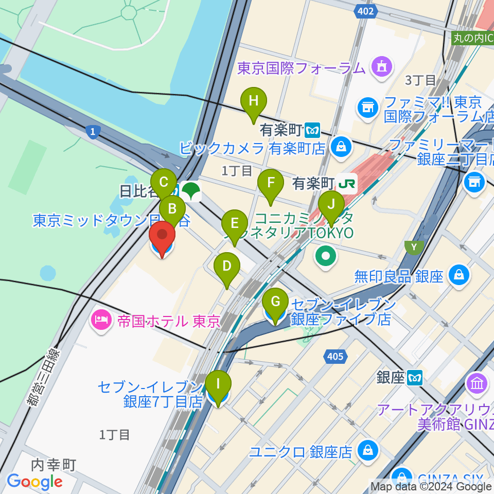 TOHOシネマズ日比谷周辺のコンビニエンスストア一覧地図