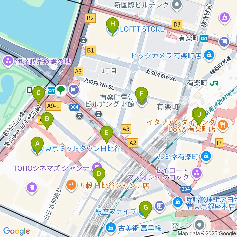 TOHOシネマズ日比谷周辺のコンビニエンスストア一覧地図