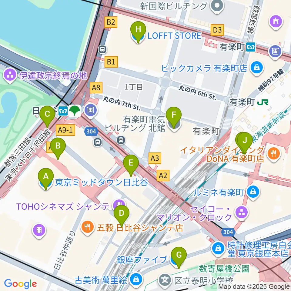 TOHOシネマズ日比谷周辺のコンビニエンスストア一覧地図