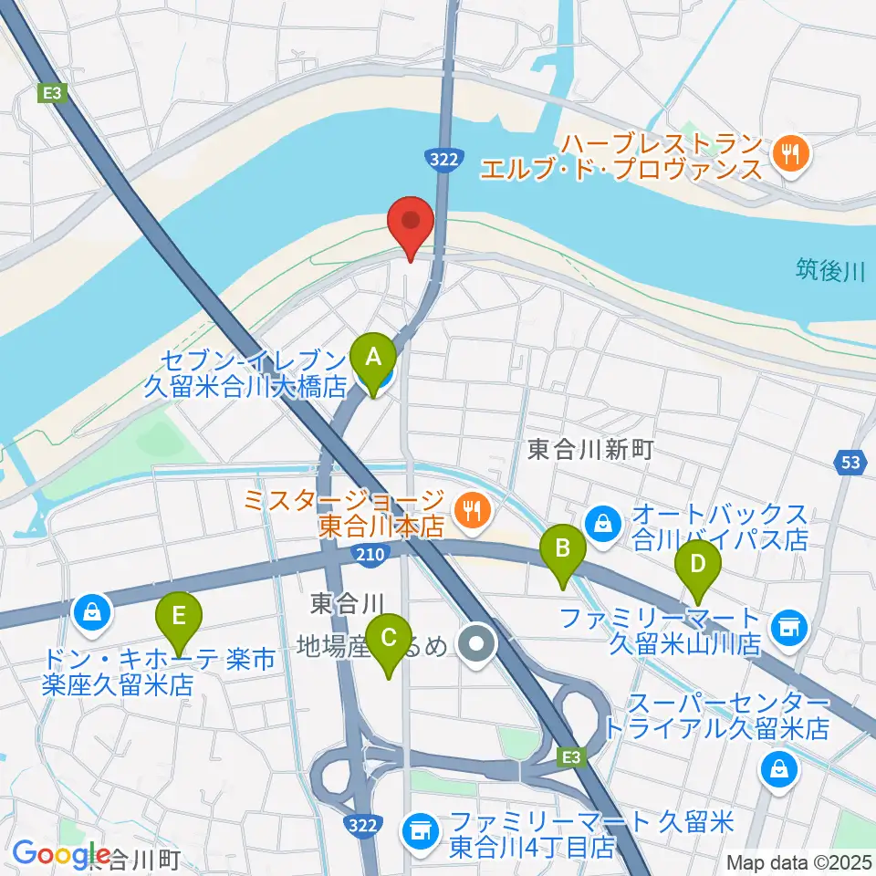 久留米ウエストポイント周辺のコンビニエンスストア一覧地図