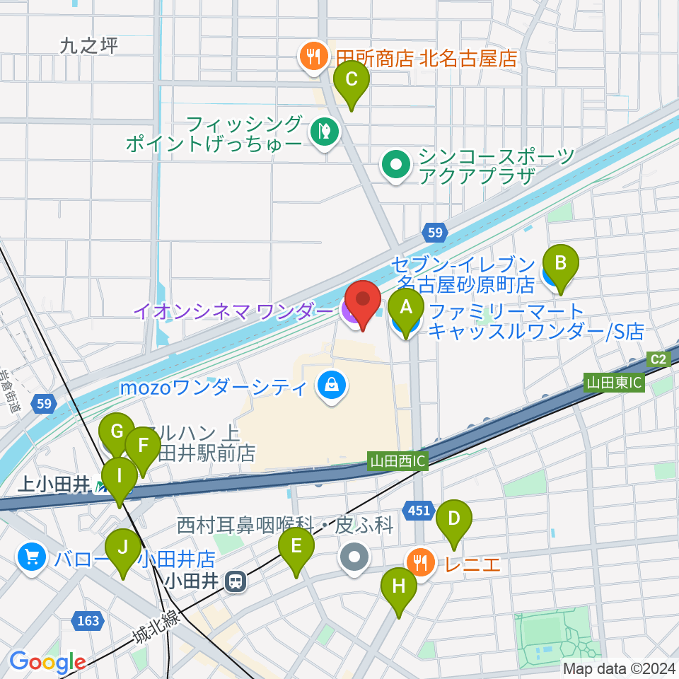 イオンシネマワンダー周辺のコンビニエンスストア一覧地図