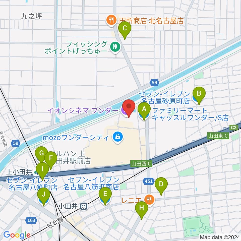 イオンシネマワンダー周辺のコンビニエンスストア一覧地図