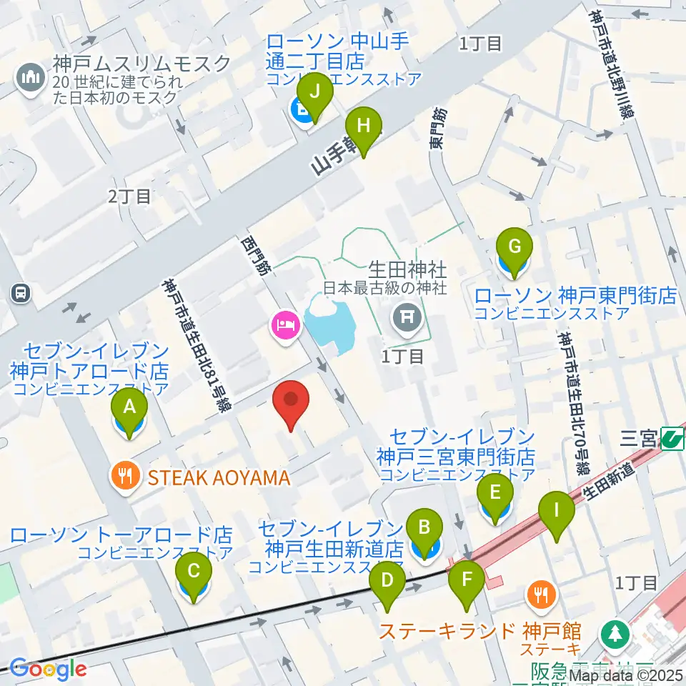 神戸かくれんぼ周辺のコンビニエンスストア一覧地図