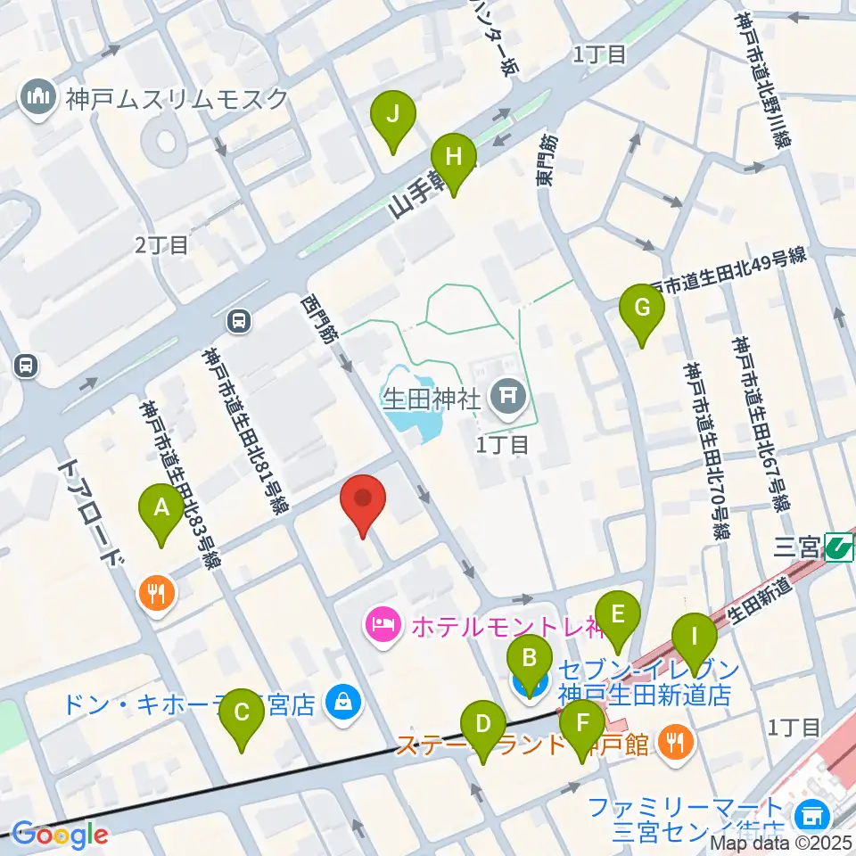 神戸かくれんぼ周辺のコンビニエンスストア一覧地図