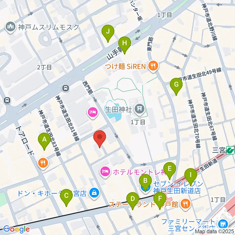 神戸かくれんぼ周辺のコンビニエンスストア一覧地図