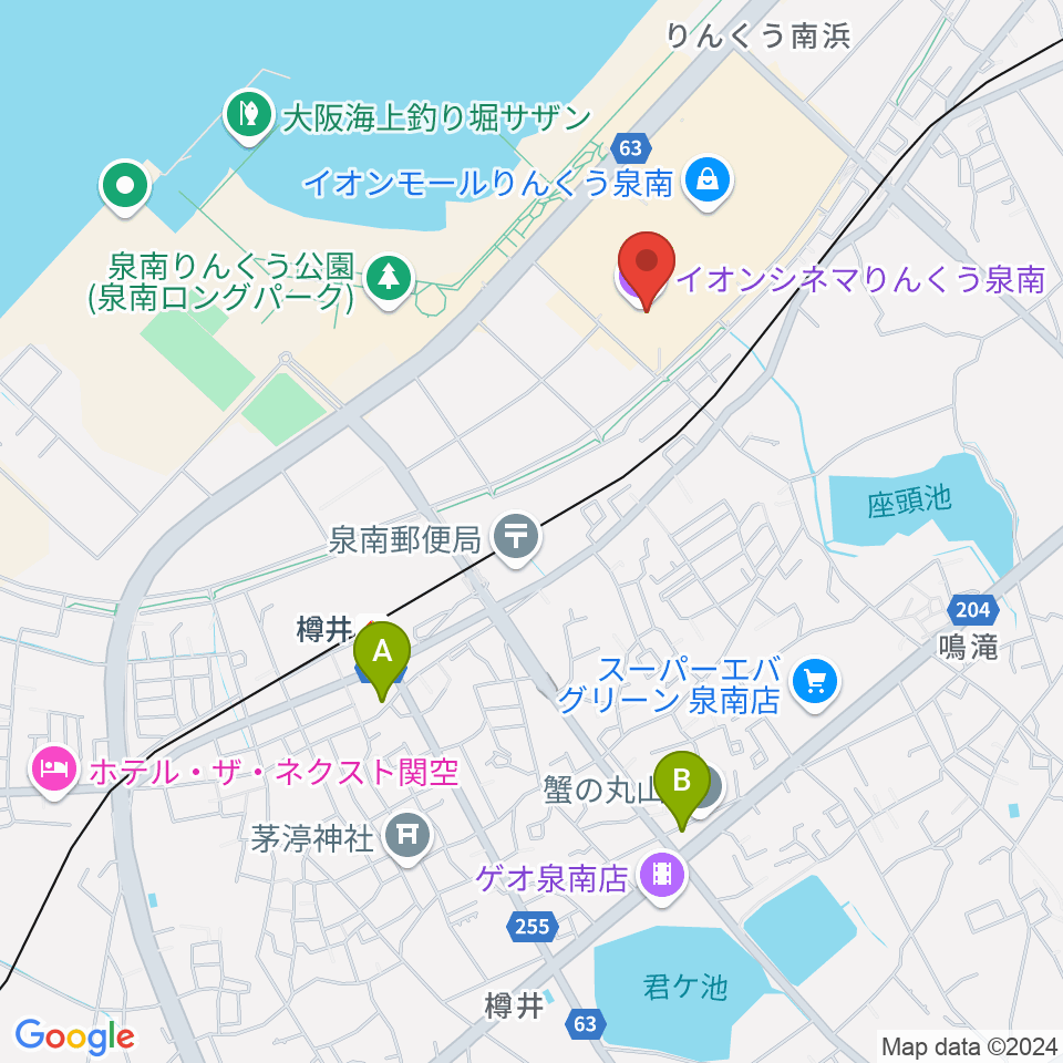 イオンシネマりんくう泉南周辺のコンビニエンスストア一覧地図