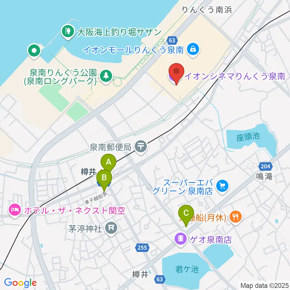 イオンシネマりんくう泉南周辺のコンビニエンスストア一覧地図