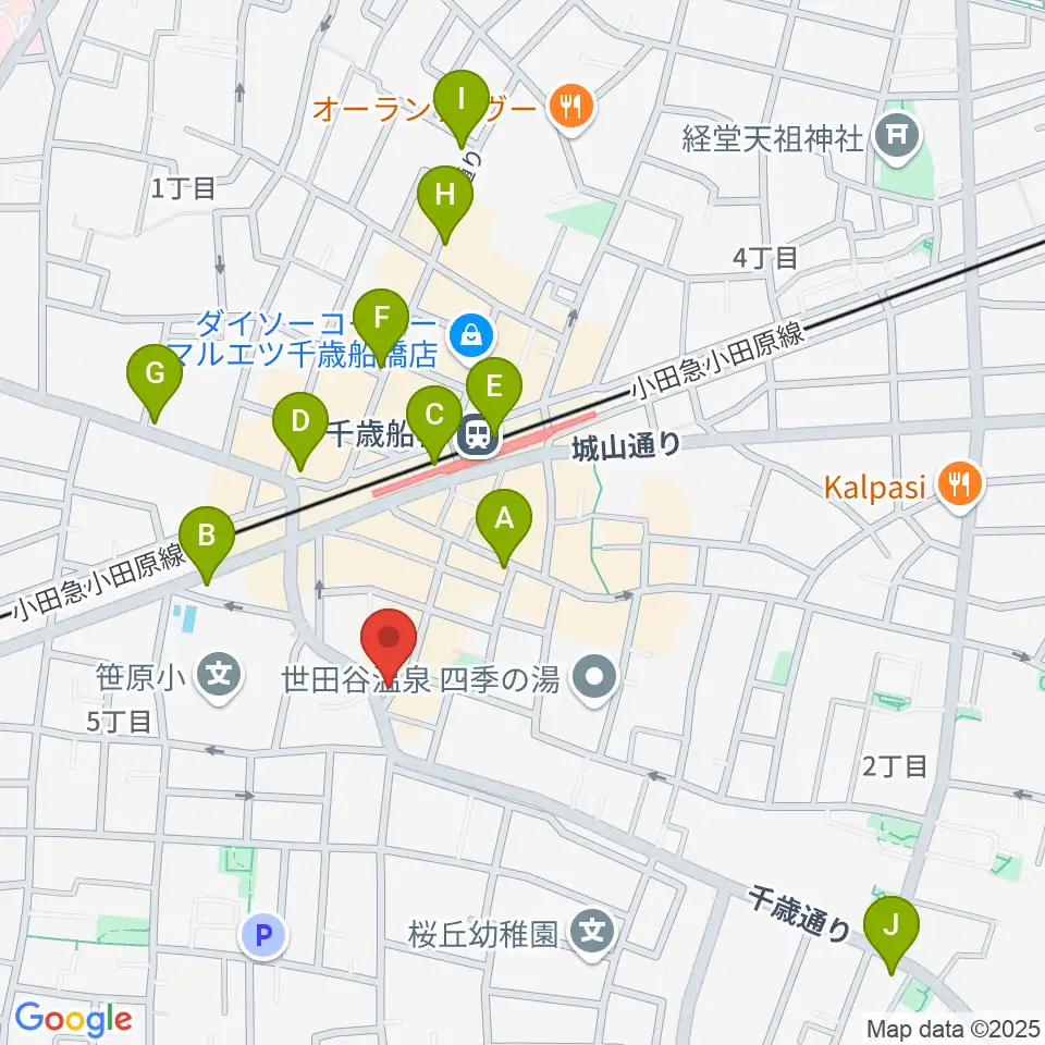 ユリミュージックキャンパス 千歳船橋教室周辺のコンビニエンスストア一覧地図