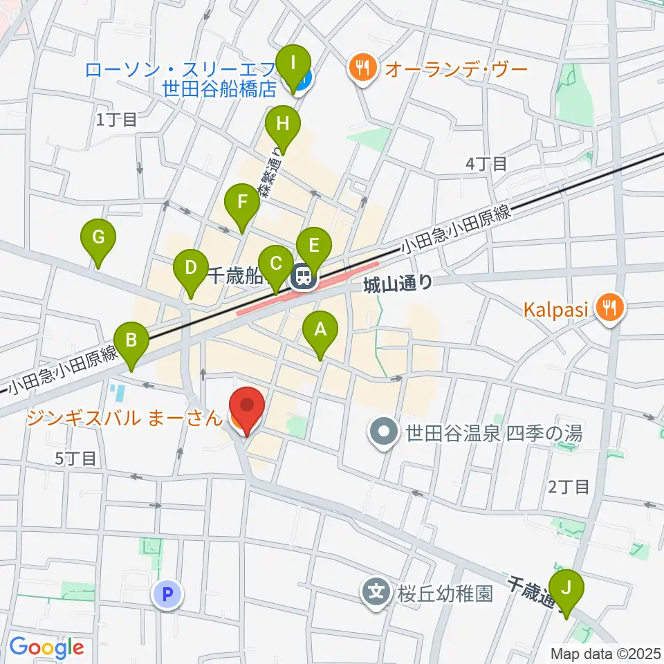 ユリミュージックキャンパス 千歳船橋教室周辺のコンビニエンスストア一覧地図