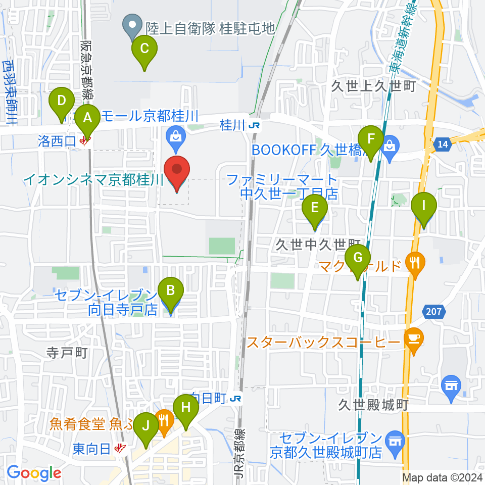 イオンシネマ京都桂川周辺のコンビニエンスストア一覧地図