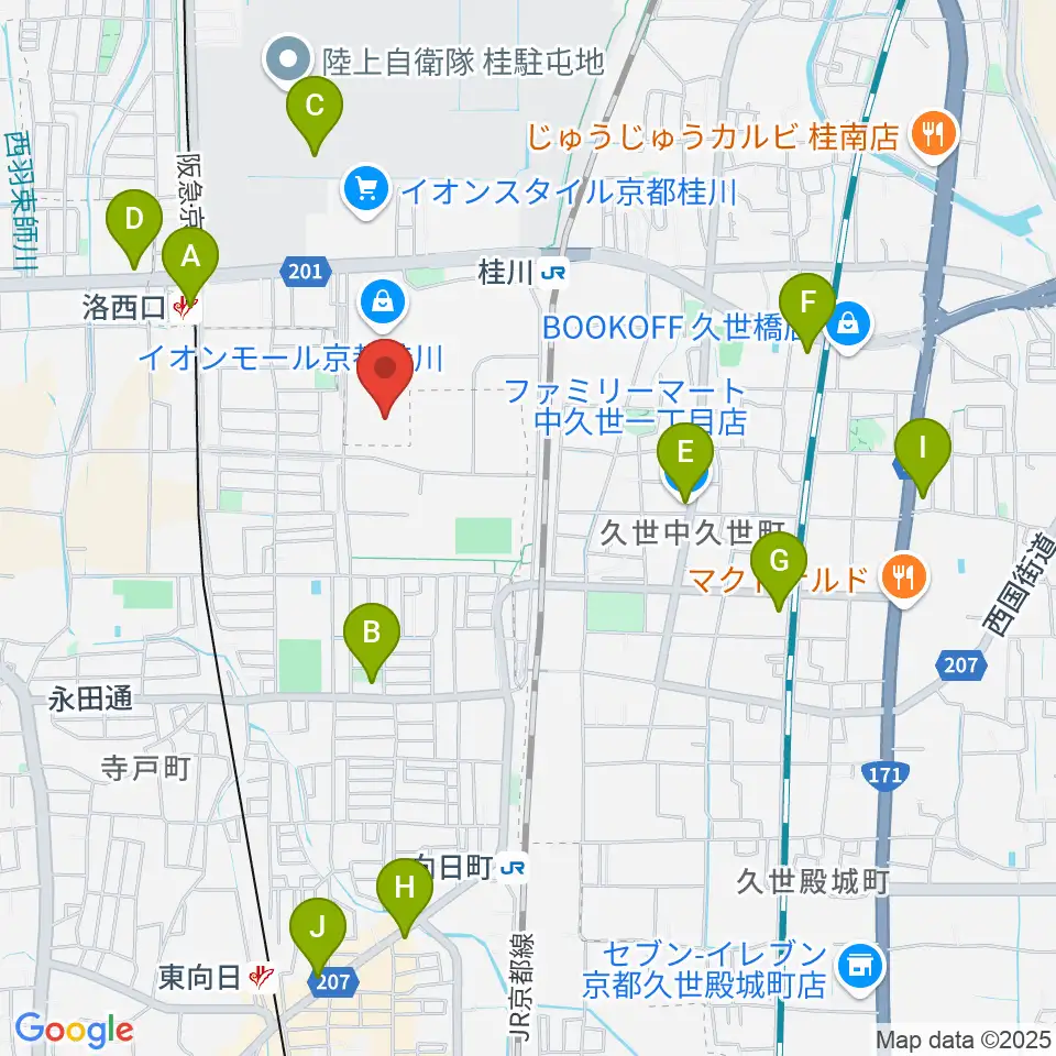 イオンシネマ京都桂川周辺のコンビニエンスストア一覧地図