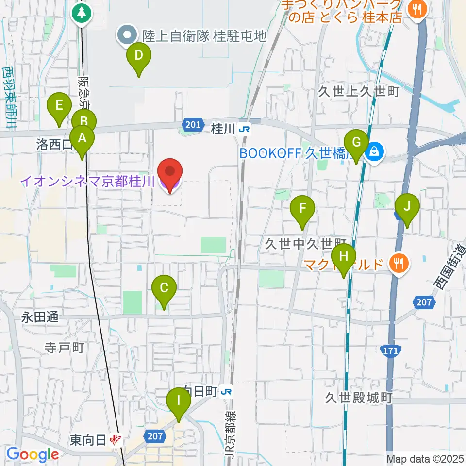 イオンシネマ京都桂川周辺のコンビニエンスストア一覧地図