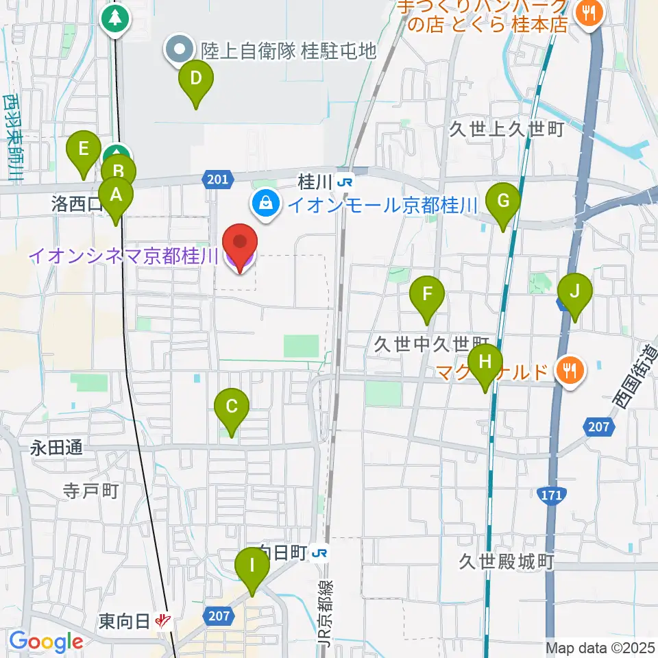 イオンシネマ京都桂川周辺のコンビニエンスストア一覧地図